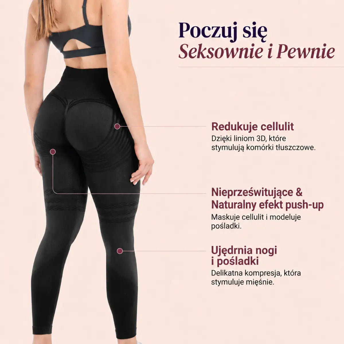 Nela - Legginsy antycellulitowe 3D z mikromasażem